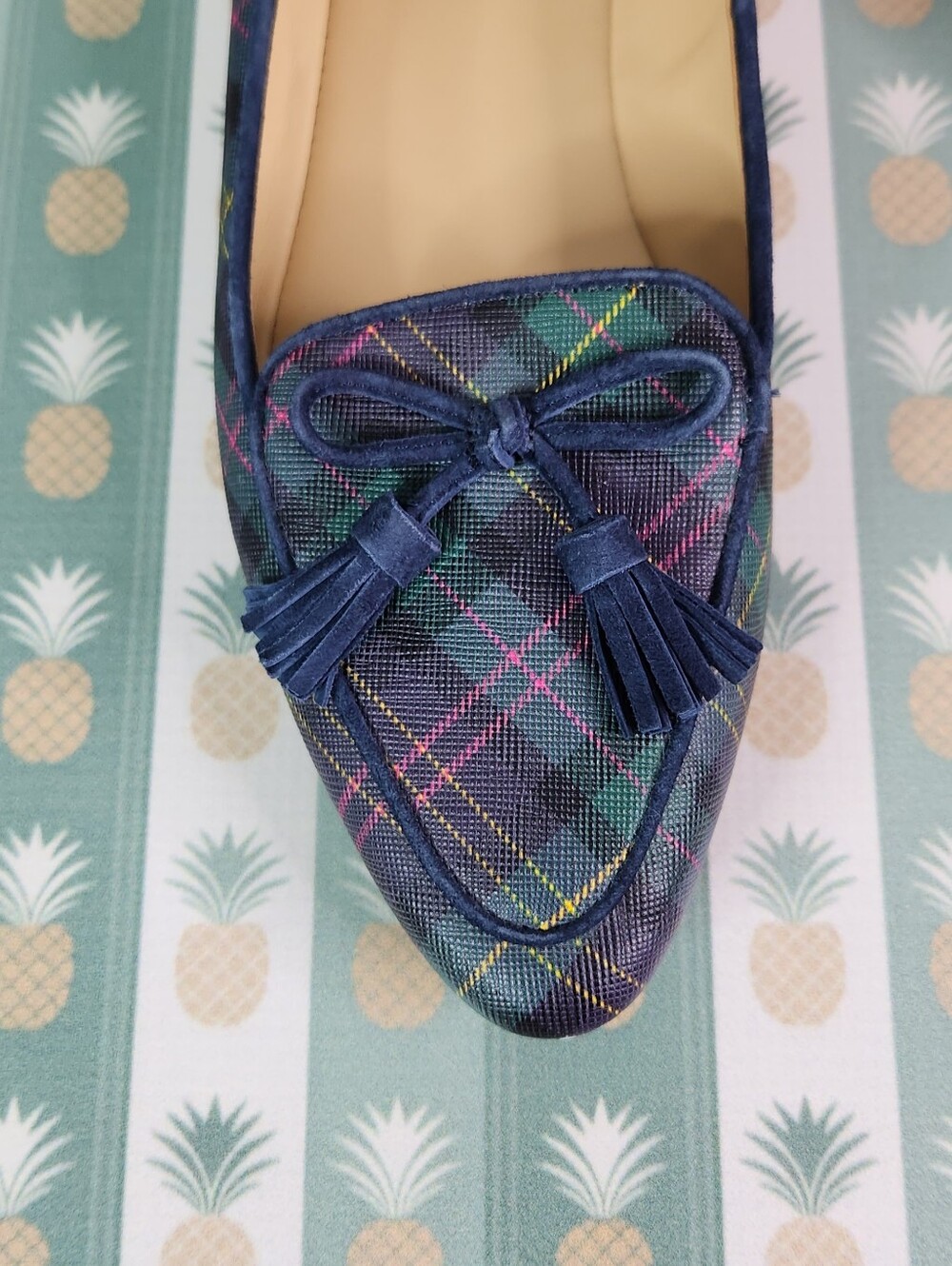 Talbots Tartan Plaid Francesca Pointed Toe Tassel Driving Moccasin - Picture 4 of 11